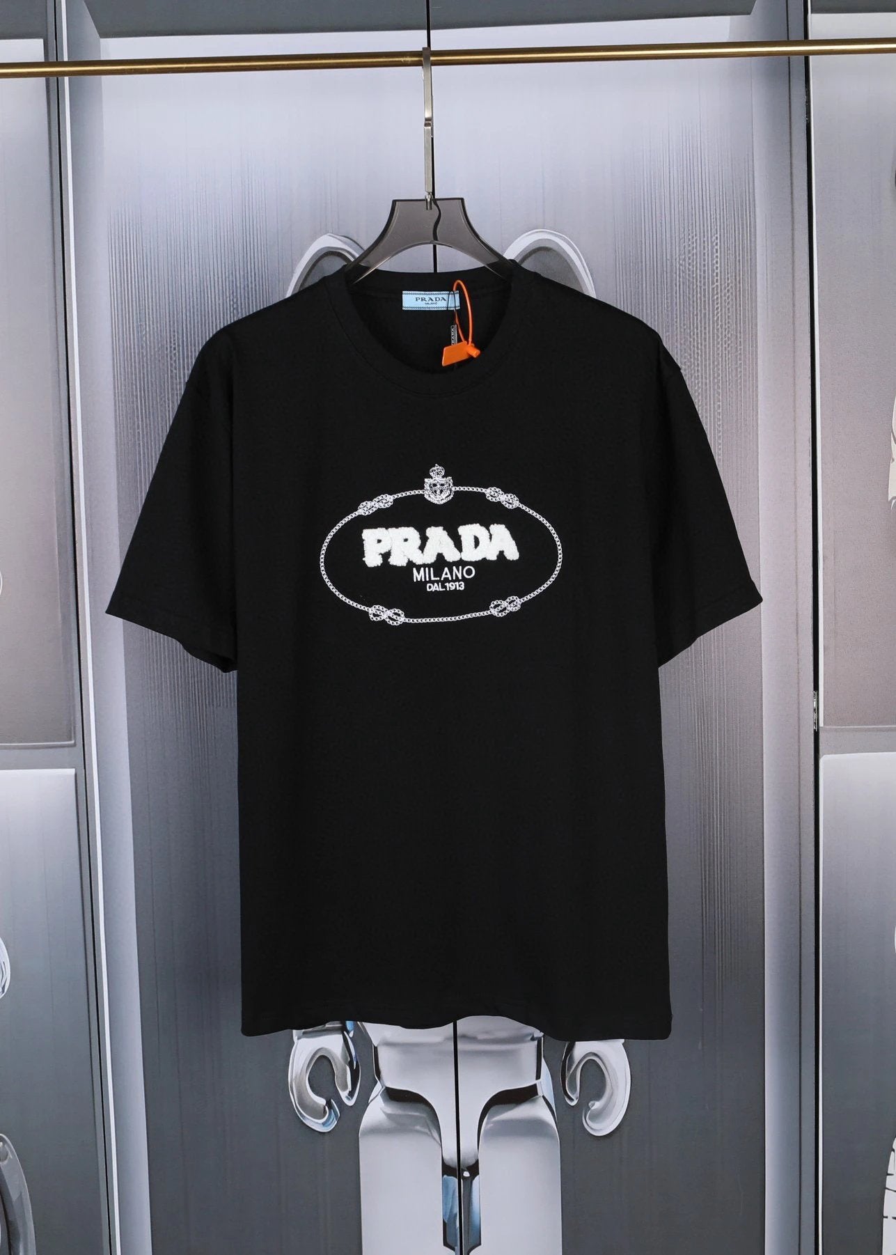 PRADA T-shirt Chest Toothbrush Embroidery logo round Neck Short Sleeve25ss New Pure Cotton Unisex Style T T-shirt OS Loose Design Bottoming Shirt Half Sleeve Top p Home T-shirt