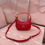 Miu Miu Bag Top version New Model Style hobo Bag Imported Calfskin Glossy Leather Handbag Mini Handbag Shoulder Bag Messenger Bag Women's Bag5BC161