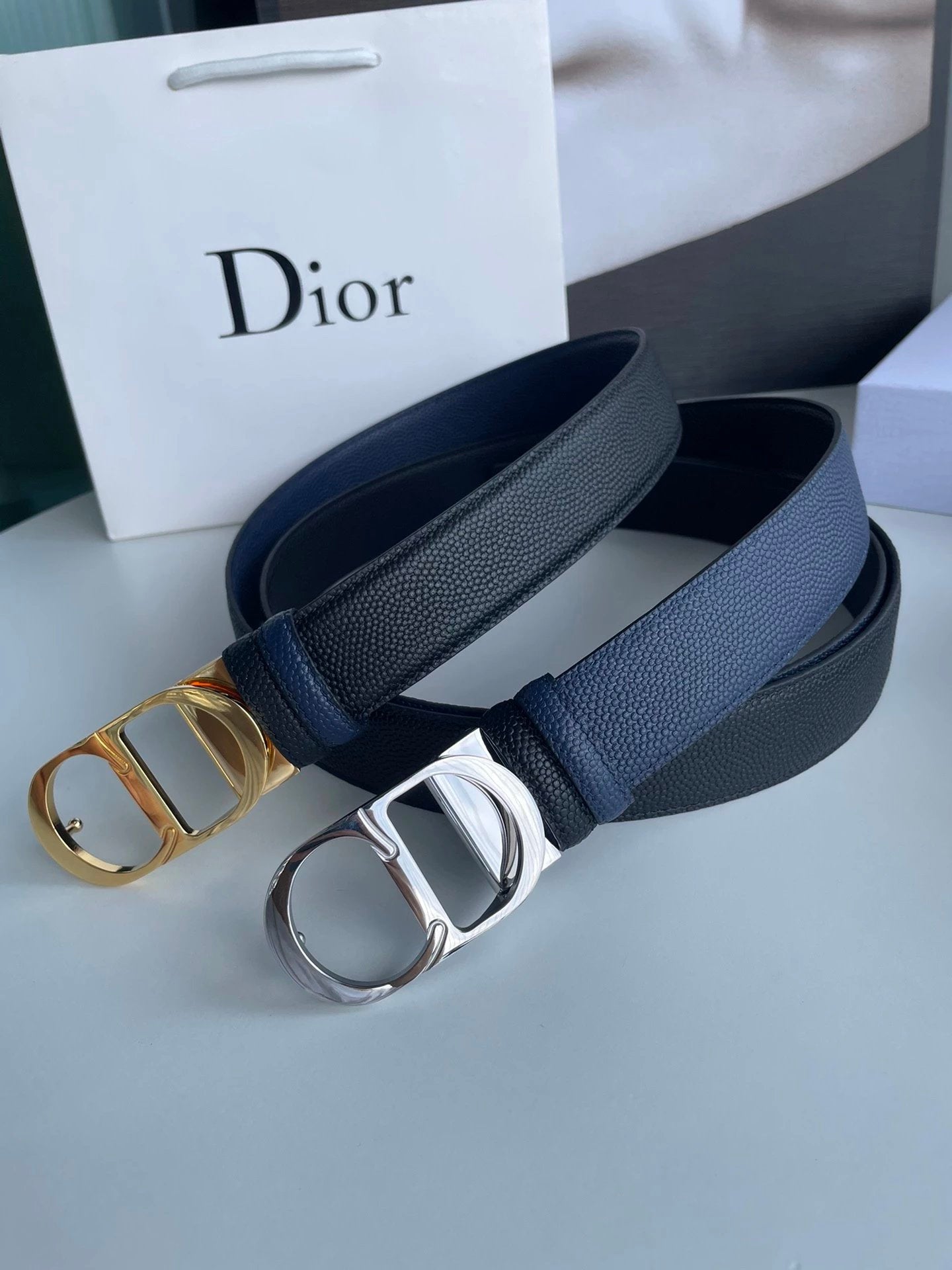 Dior Belt Top version Original Order Belt Genuine Cattlehide Leather Surface Belt Men's Leather Belt Double-Sided Head Layer Cowhide Universal Business Man's Belt Men's and Women's Business Casual Belt Belt Men's High-End Belt3.5