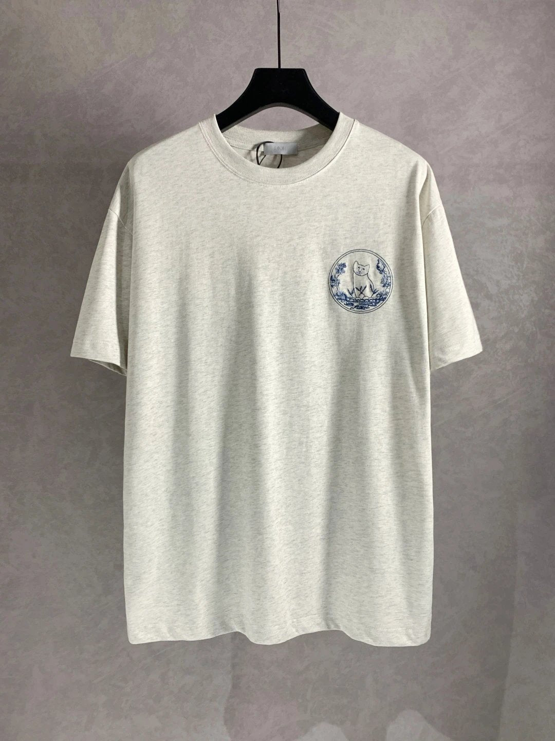 Dior T-shirt Front and Back Little Lazy Cat Embroidery logo round Neck Short Sleeve25ss New Pure Cotton Unisex Style T T-shirt OS Loose Fit Base Shirt Half Sleeve T-Shirt Top Half Sleeve