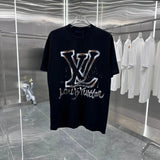 Louis Vuitton LV T-shirt Hand-painted Ink Splash Letter Print on Chest logo round Neck Short Sleeve25ss New pure cotton T Unisex T-Shirt OS Loose Fit Base Shirt Top Half Sleeve T-Shirt