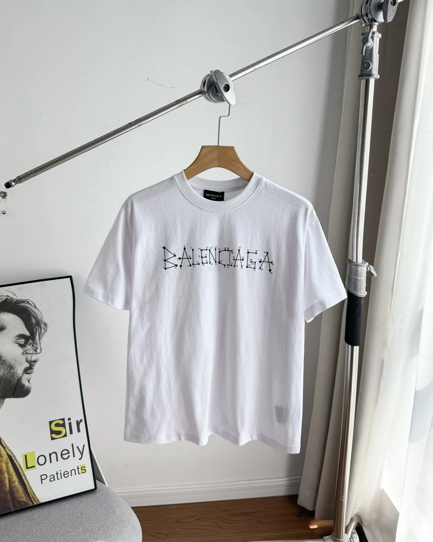 Balenciaga T-shirt Double-breasted B Letter Printing logo round Neck Short Sleeve25ss New Pure Cotton Unisex Style T T-shirt OS Loose Fit Base Shirt Half Sleeve T-Shirt Top Half Sleeve