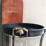 Stefano Ricci Belt Top version Original Order Men's Belt Width:3.8cm Boutique Eagle Head Fine Steel Buckle Gold Vacuum Plating New Belt Selected Italian First Layer Cowhide Shark Pattern Matching Crystal Calfskin Bottom Fashion Casual Quality Business Cas