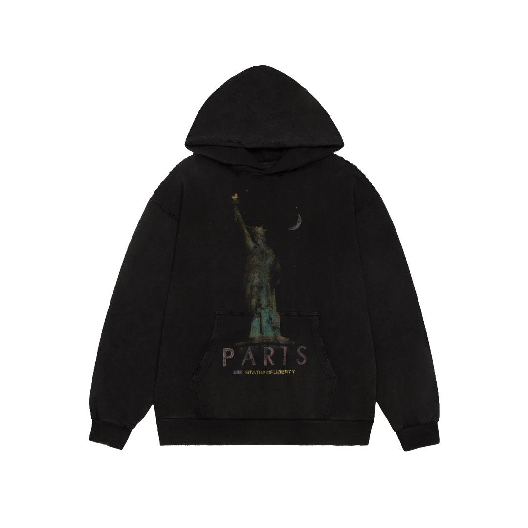 Balenciaga Hoodie Statue of Liberty Hoodie460100% Cotton Terry Sweatshirt Casual Loose Fit Versatile Pullover Hoodie os Versatile Inner Layer Top Unisex24ss Autumn and Winter New Products