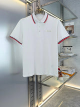 PRADA T-shirt Chest Letter Patch logoPOLO Shirt Lapel Short Sleeve25ss New Unisex Summer Short Sleeve OS Loose T Business Half Sleeve Shirt Plus Size T-Shirt