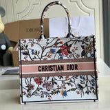 Dior Women's Bag Top version Same Style as Stars2023New Product BookTotemini Tote Bag Houndstooth Mini Small Sized Large Canvas Embroidered Shopping Bag Handbag Shoulder Bag Women's Bag