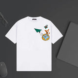 Louis Vuitton LV T-shirt Cartoon Letter Print on Chest logo round Neck Short Sleeve25ss New pure cotton T Unisex T-Shirt OS Loose Fit Base Shirt Top Half Sleeve T-Shirt