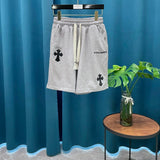Chrome Hearts Shorts Letter Embroidery Leather Shorts Five-Point Shorts25ss New Drawstring Casual Summer Pants5Two-in-One Casual Sweatpants for Men and Women, Pure Cotton Joggers