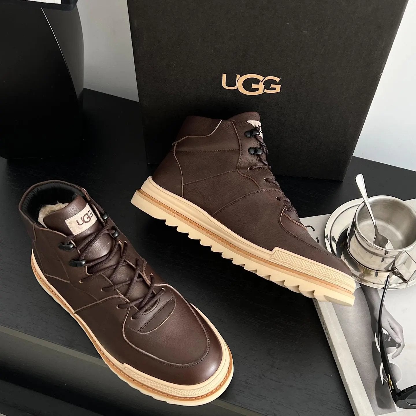 UGG Snow boots Shoes Snow Boots2024Winter New Men's Shoes Pilot Series Sheepskin Fur Integrated Warm Booties313M