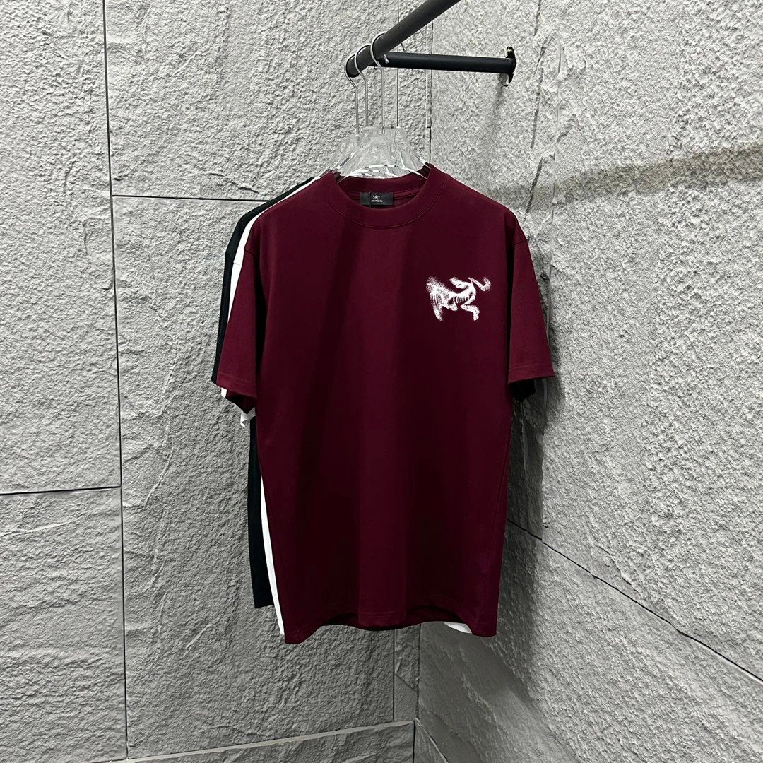 Arc'teryx T-shirt Backside Plaid Print logo round Neck Short Sleeve25ss New Pure Cotton Unisex Style T Casual T-Shirt Base Layer Shirt OS Loose Fit Half Sleeve Top Plus Size
