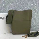 Celine women's bag Top version 【Level Surrogate Shopping】Large Size SeauSangleBucket Large Bucket Bag tote Tote Bag Litchi Grain Cowhide Commuter Bag Celine Women's Bag Mummy Bag sangle Bucket Bag Large