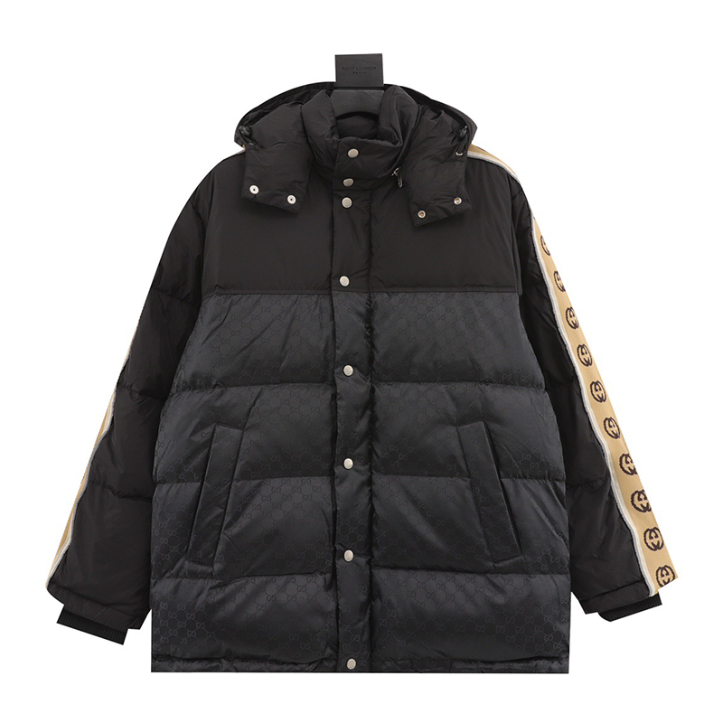 Gucci Down Jacket Reflective Jacquard Stripes plus Size down Jacket Same Style for Men and Women