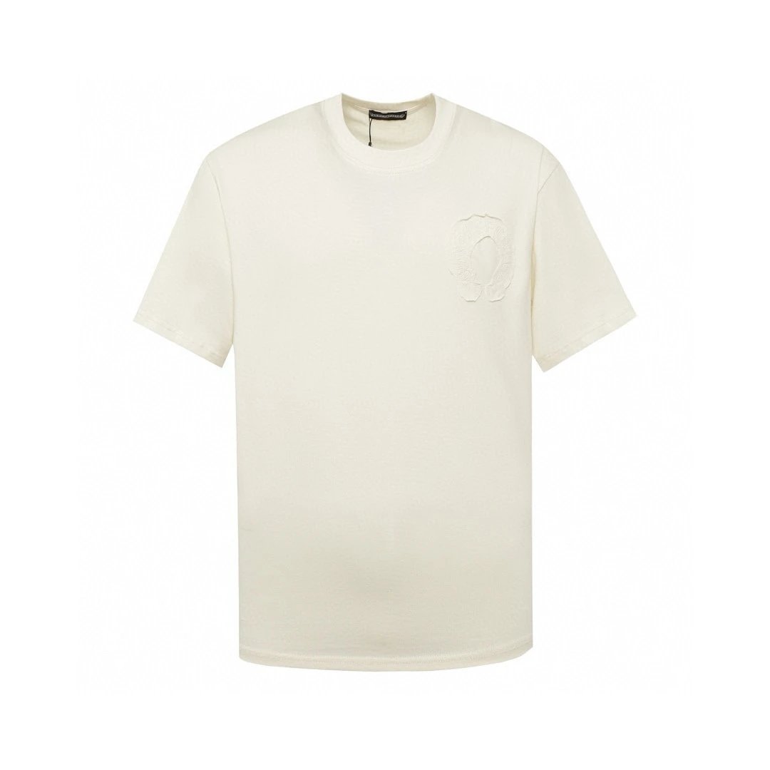Chrome Hearts T-shirt Front Patch Embroidery Large logo round Neck Short Sleeve25ss New Pure Cotton Unisex Style T T-shirt OS Loose Fit Base Shirt Short Sleeve T-Shirt Top