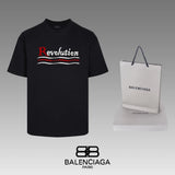 Balenciaga T-shirt Chest Letter Wave Pattern Print logo round Neck Short Sleeve25ss New pure cotton T Unisex T-Shirt OS Drop Shoulder Loose Fit Base Shirt Top T-Shirt Short Sleeve
