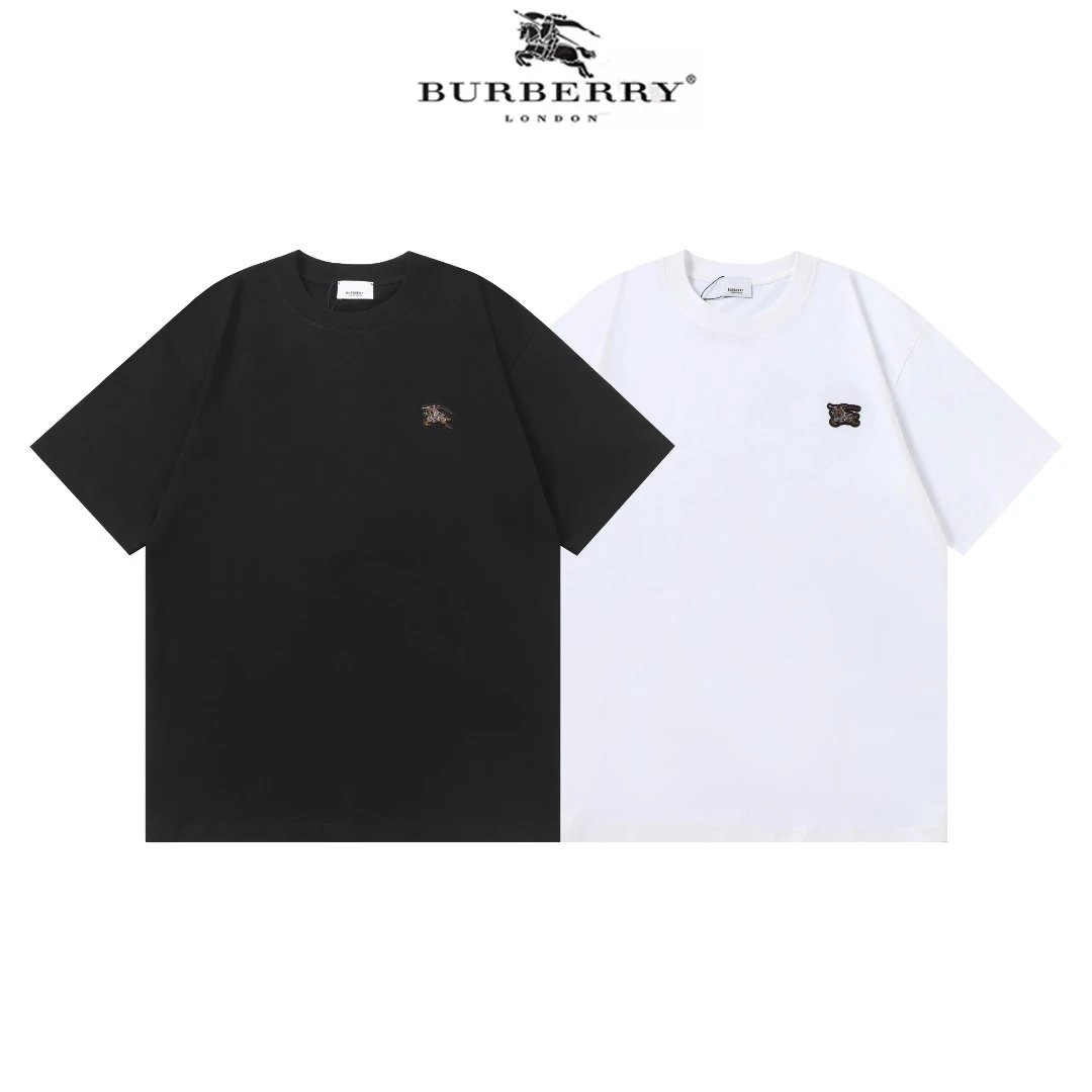 Burberry T-shirt Embroidery on the chest logo round Neck Short Sleeve25ss New Pure Cotton Unisex Style T Casual T-Shirt Base Layer Shirt OS Loose Fit Half Sleeve Top Plus Size