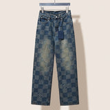 Louis Vuitton LV Sweatpants 3DDamier Jacquard Pattern Women's Versatile Casual Loose Fit