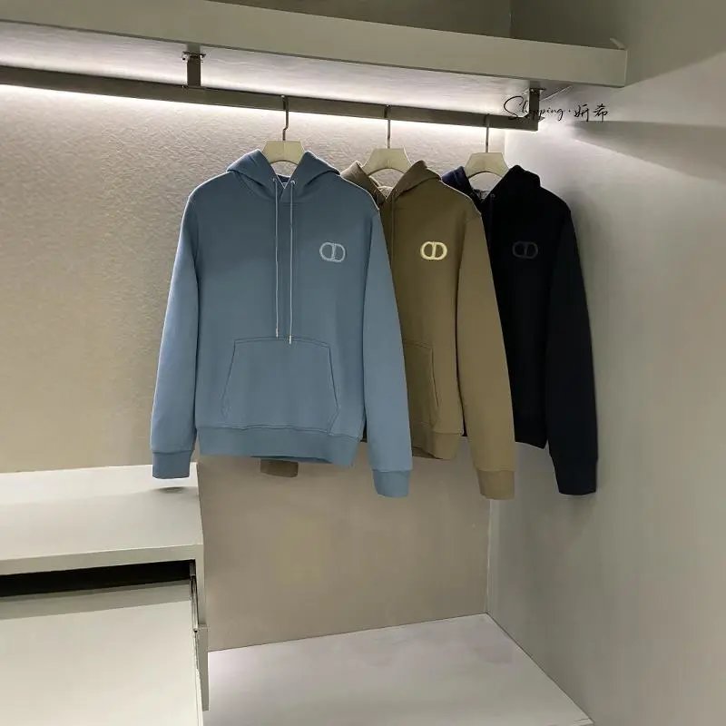 Dior Clothing Men's and Women's Casual Sports Hoodie Chest Three-Dimensional Embroidery Letters logo Long Sleeve Top