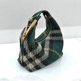 Burberry Women's Bag Top version Level Surrogate Shopping2024Summer New Clip Bag Italian Knitted Classic Plaid Self-Weight Light Imported Clothespin Style Hardware Hanging Buckle Engraved logo Women's Fashion Trendy Bags Lunch Box Bag Underarm Bag