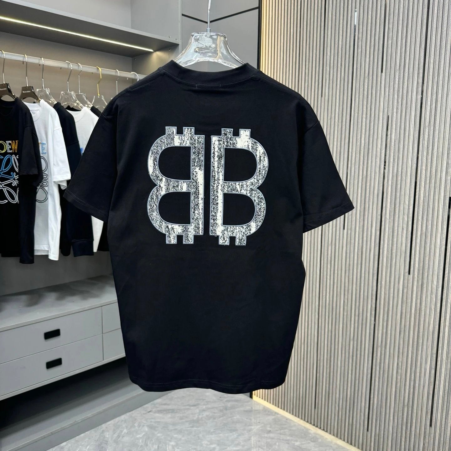 Balenciaga T-shirt Double Back B Letter Patch Embroidery logo round Neck Short Sleeve25ss New Pure Cotton Unisex Style T T-shirt OS Loose Fit Base Shirt Half Sleeve T-Shirt Top Half Sleeve