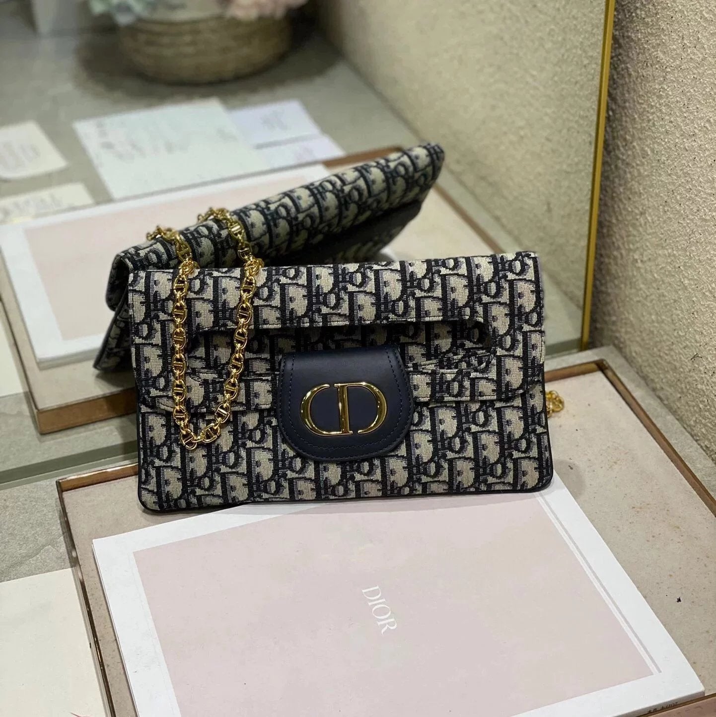 Dior Women's Bag Top version 【Super Goods】High-End Quality New Double Handbag Clutch Model8642Chain Bag Shoulder Bag Messenger Bag Women's Bag