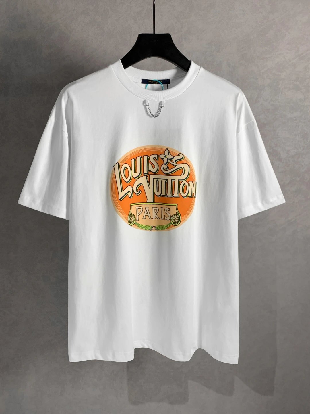 Louis Vuitton LV T-shirt Chest Chain Logo Letter Pattern Print logo round Neck Short Sleeve25ss New Pure Cotton Unisex Style T T-shirt OS Loose Fit Base Shirt Top Half Sleeve T-Shirt