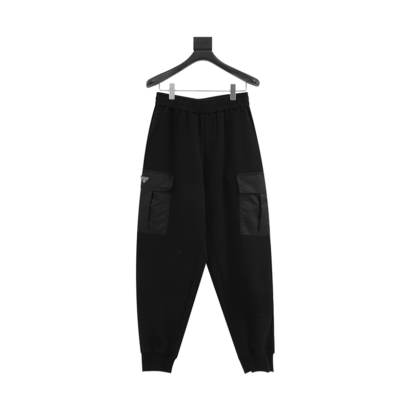 PRADA Sweatpants  Triangle Mark Iron Brand Cotton Overalls Same Style for Men and Women