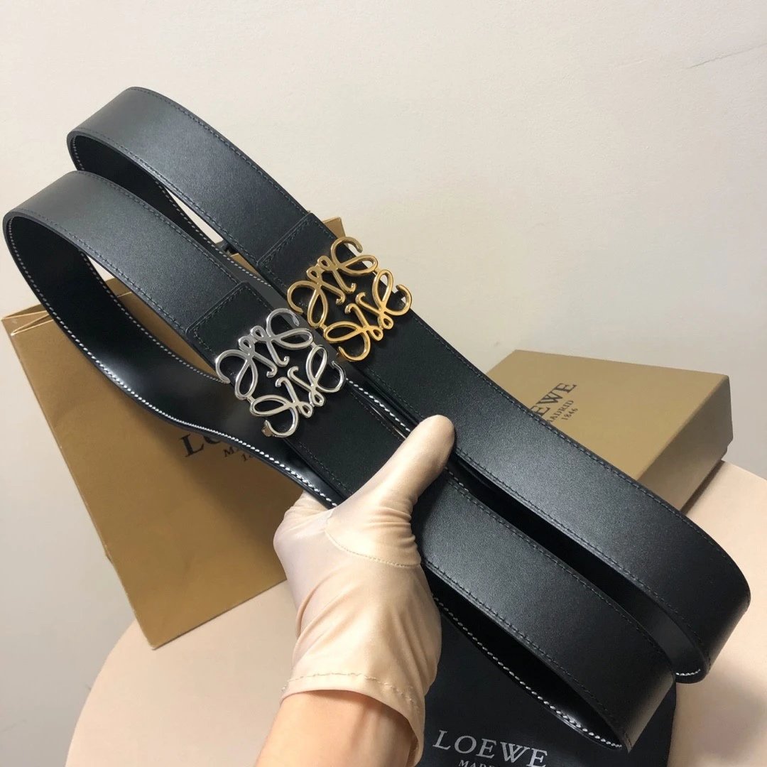 LOEWE Belt Top version Belt Genuine Cattlehide Leather Surface Original Single Original Single Double-Sided First Layer Original Cowhide3.8Men's Leather Belt Man's Belt Men's Belt Business Casual Pants Belt Men's Business Casual Belt Belt Men's High-End B