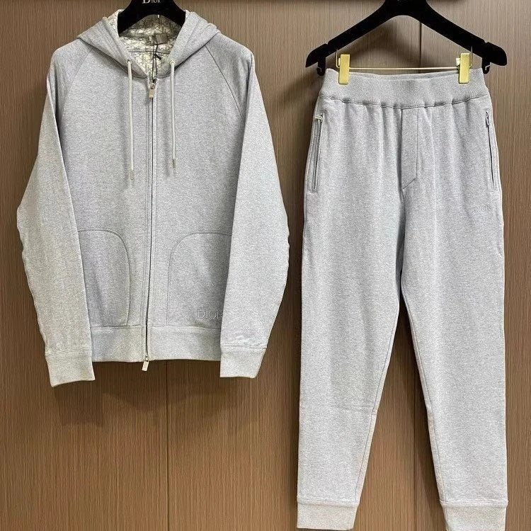 Dior Hoodie 24Autumn and Winter New Letter Presbyopic Casual Double-Sided Hooded Sweater Trousers Sports Suit