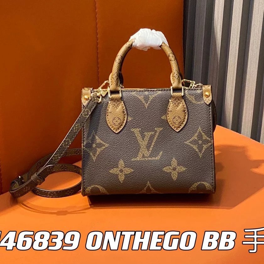 Louis Vuitton LV Women's Bag Top version 【2024New Duobao Leather】OnThegoBB Mini Handbag Women's Bag Tote Bag mini Small Tote Bag Women's Mini Portable Shoulder Messenger Bag tote Shopping Bag M46993M47054M46839