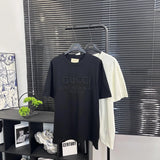 Gucci T-shirt Classic Letter Embroidery logo round Neck Short Sleeve25ss New Pure Cotton Unisex Style T T-shirt OS Loose Fit Base Shirt Top Half Sleeve T-Shirt