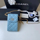 Chanel Women's Bag Top version 【New Arrivals】2022Children's New Ladies Phone Bag Shoulder Messenger Bag Women's Bag Durable and Ultra-Light Fabric Sheepskin Material Mobile Phone Bag2636