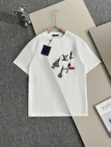 Louis Vuitton LV T-shirt Chest Scissors Pattern Embroidery logo round Neck Short Sleeve25ss New pure cotton T Unisex T-Shirt OS Drop Shoulder Loose Fit Base Shirt Top T-Shirt Short Sleeve