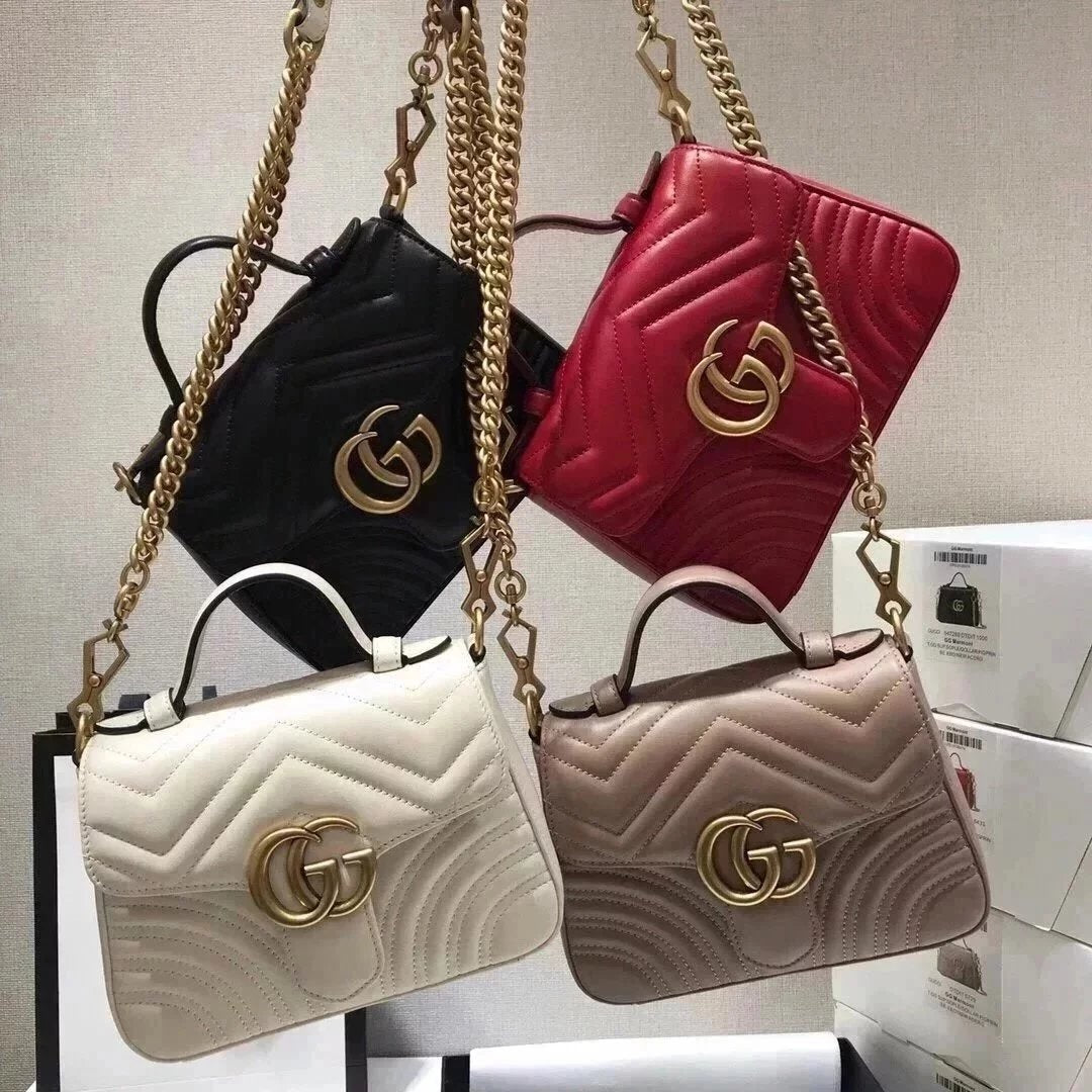 Gucci Women's Bag Top version Marmont Surrogate Shopping Grade Original Calfskin Heart Bag Chain Bag Cool Handbag Shoulder Bag Crossbody Flap Women's Bag574260498110