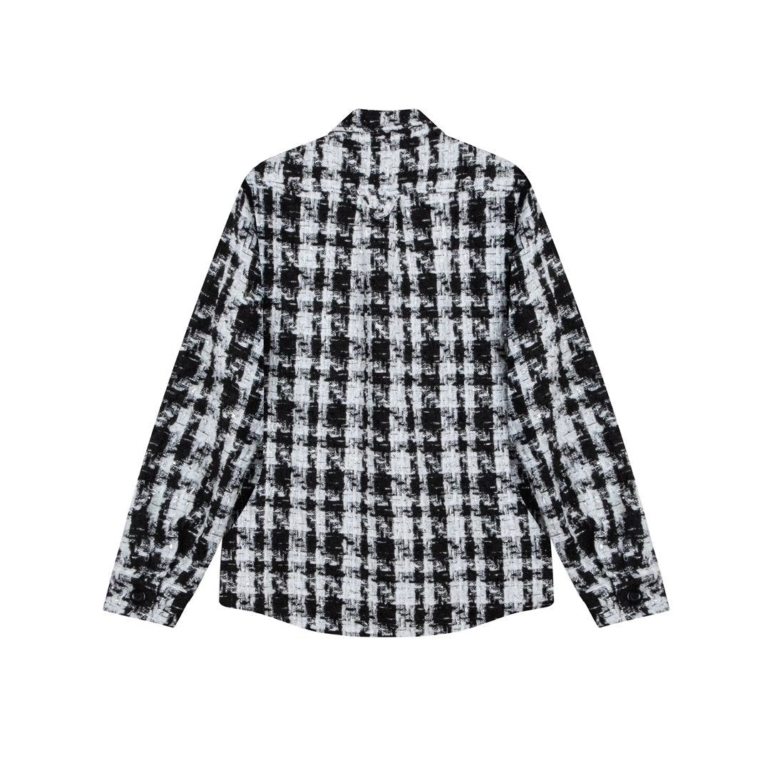 Chanel Jackets White Plaid Woven Shirt Coat Fabric42%Wool29%Polyamide12%Mohair8%Acrylic7%Viscose Fiber2%Polyester Fiber Material Garment Alignment Cutting Accessories All Customized Mold Opening Buttons Handmade Sewing