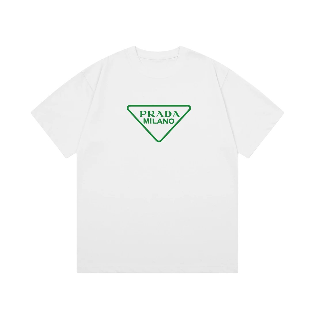 PRADA T-shirt Chest Letter Direct Spray Printing Logo Logo Crew Neck Short Sleeve25ss New Pure Cotton Unisex Style T T-shirt OS Loose Fit Base Shirt Top Half Sleeve T-Shirt
