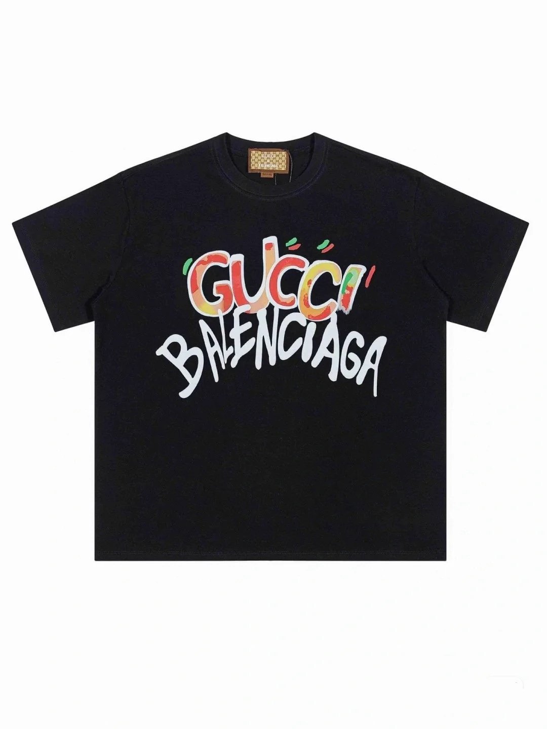 Gucci T-shirt Chest Graffiti Print logo round Neck Short Sleeve25ss New Pure Cotton Unisex Style T T-shirt OS Loose Fit Base Shirt Top Half Sleeve T-Shirt