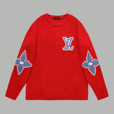 Louis Vuitton LV Sweater Ski Series Seahorse Hair Pearl Round Neck Sweater Long Sleeve Pullover Unisex Thickened Top Versatile Casual Coat Lazy Style OS Loose fit