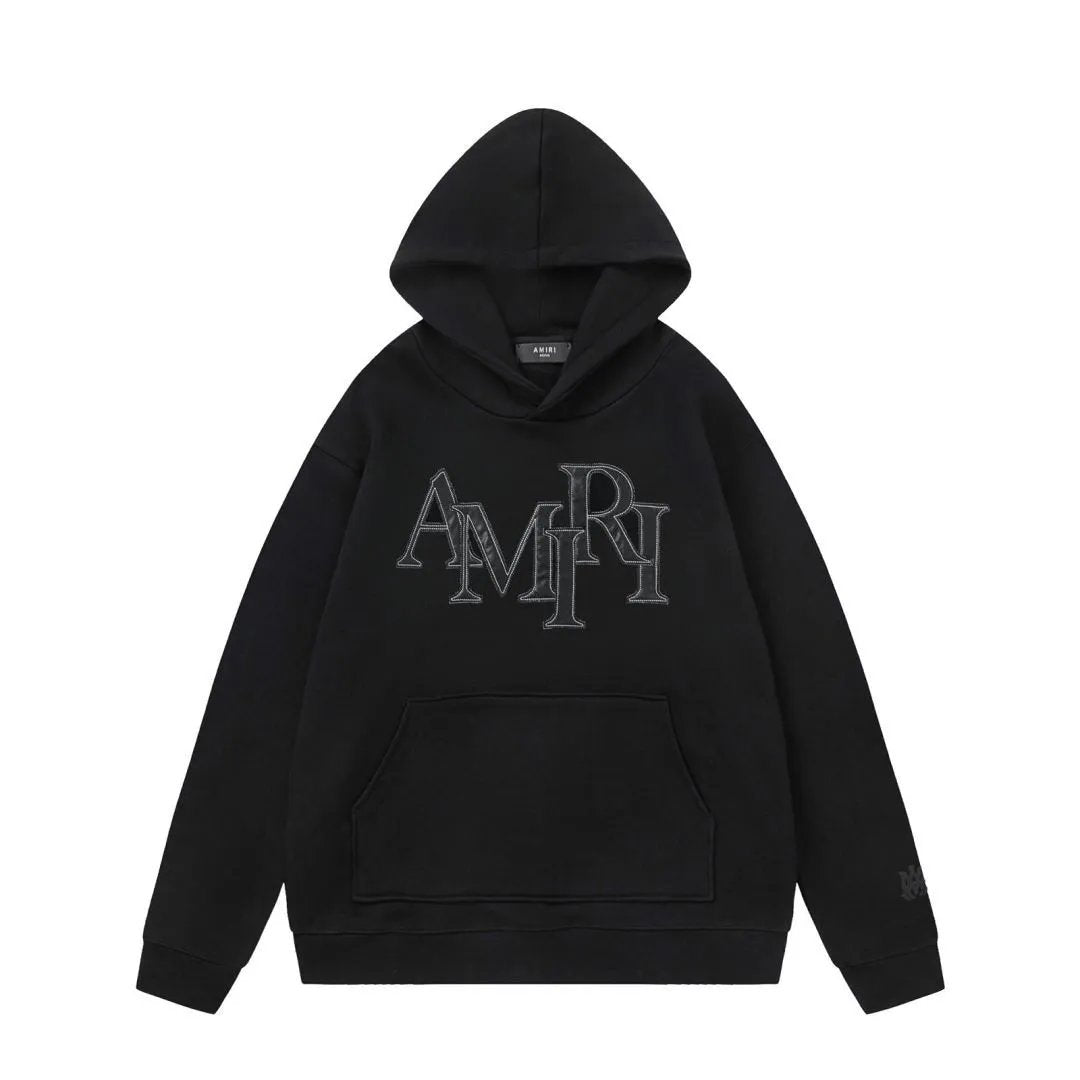 Amiri Hoodie 2024Autumn and Winter New Paste Cloth Embroidery Letter Pattern Hooded Sweater for Men and Women