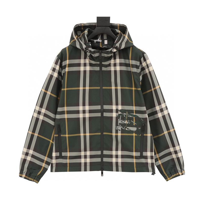 Burberry Jackets New Plaid Horse Zipper Coat for Men and Women