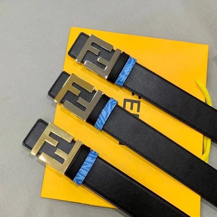 FENDI Belt Top version 【New products in stock】Belt Men's Casual Business First Layer Cowhide Men's Fashion Pants Belt4cm Double-Sided Available