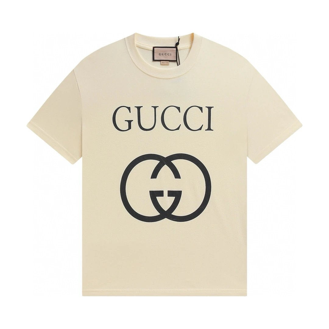 Gucci T-shirt Front Large Brand Logo Print logo round Neck Short Sleeve25ss New pure cotton T Unisex T-Shirt OS Loose Fit Base Shirt Top Half Sleeve T-Shirt