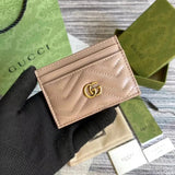 Gucci Wallet Top version 【Original Order】Tiger Head marmont Bee Print Small Card Holder Lightweight and Convenient Pair G Letters logo Genuine Leather Card Holder Card Holder Unisex