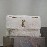 YSL Women's Bag Top version 【Maximum Version】Autumn and Winter Niki Rabbit Fur Series Oversized Niki47cm Rabbit Fur Large Tote Bag Hobo Bag Luggage Bag Fluffy Niki Bag New Women's Bag Mink Fur niki32cm Large Size Medium Size28cmNiki Rabbit fur bag