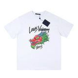 Louis Vuitton LV T-shirt Hand-painted Dragon Head Print on the Chest logo round Neck Short Sleeve25ss New Pure Cotton Unisex Style T T-shirt OS Loose Fit Base Shirt Half Sleeve T-Shirt Top Half Sleeve