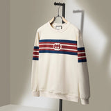 Gucci Hoodie Striped Print on the Chest logo Round Neck Sweatshirt Long Sleeve Base Shirt Jacket Top Fashion Unisex Sports Casual Loose Fit Versatile Autumn Winter New Arrival