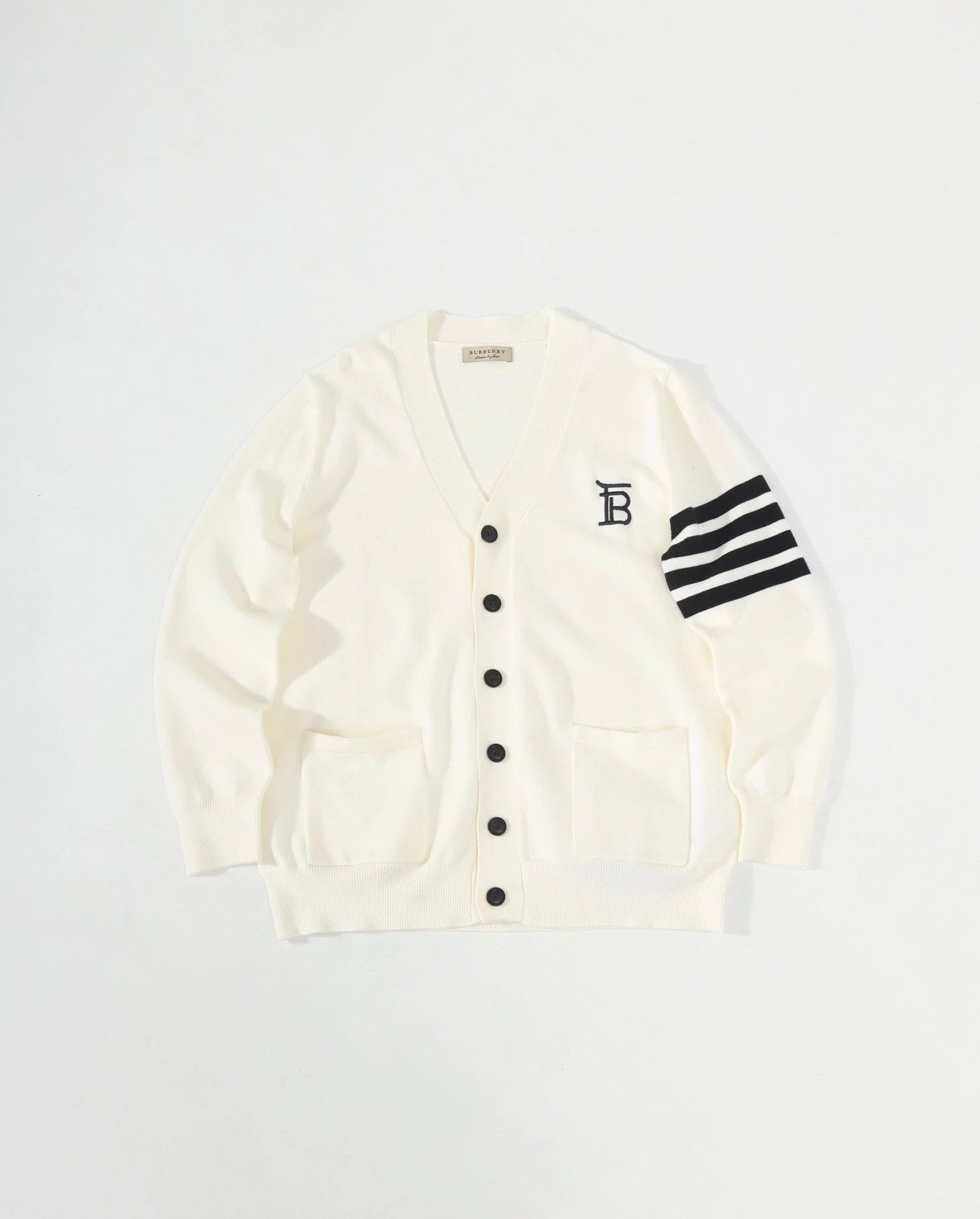 Burberry Sweater Classic Letters on the Chest logo Embroidery V Long Sleeve Button-Up Knitted Cardigan Sweater for Men and Women, Soft and Cozy Lazy Style OS Loose Fit Jacket for Outerwear