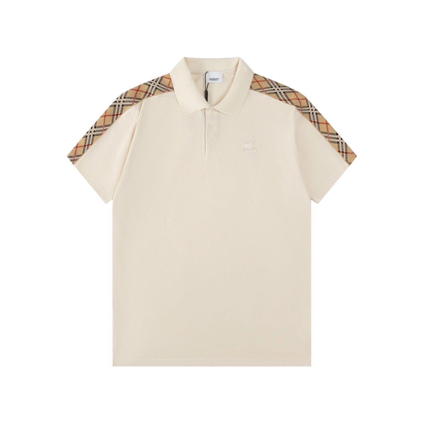 Burberry T-shirt Double Shoulder Plaid Pattern logo Ribbon POLO Shirt Lapel Short Sleeve25ss New Unisex Commuter Short Sleeve Summer Loose Fit T Business Shirt Plus Size T-Shirt