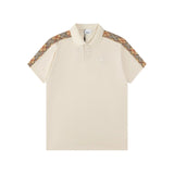 Burberry T-shirt Double Shoulder Plaid Pattern logo Ribbon POLO Shirt Lapel Short Sleeve25ss New Unisex Commuter Short Sleeve Summer Loose Fit T Business Shirt Plus Size T-Shirt