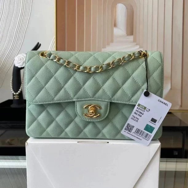 Chanel Women's Bag Top version 【Genuine Goods Leather】CF Original Caviar Ball Grain Cowhide Particles Full Classic CF Small Size23cm Black Gold Black Silver CF Flap Bag Pairs Clog Original Sheepskin Mouth Cover Chain Bag1117CF23cm