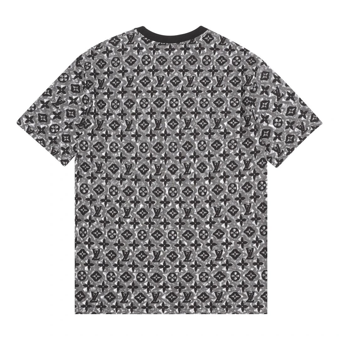 Louis Vuitton LV T-shirt Allover Old Floral Jacquard logo round Neck Short Sleeve25ss New Pure Cotton Unisex Style T T-shirt OS Loose Fit Base Shirt Top Half Sleeve T-Shirt